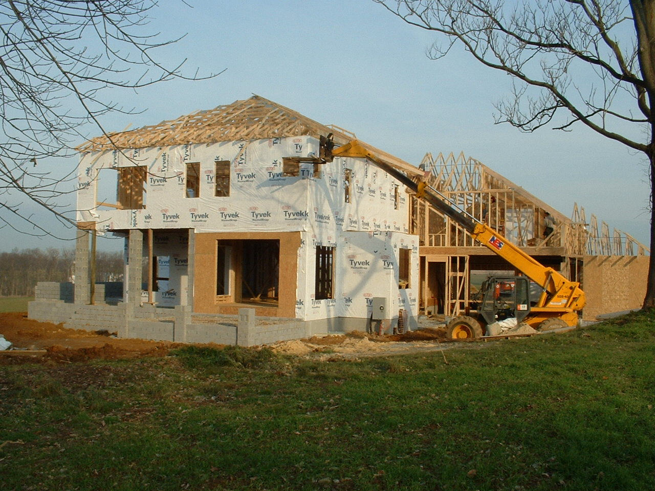 ongoing construction of a two story large custom home